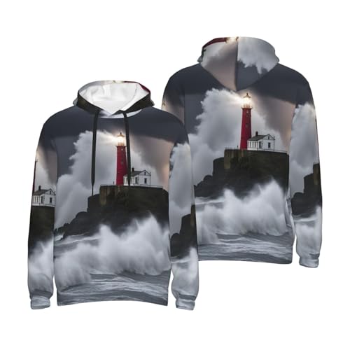 Sweat à capuche imprimé phare homme : superposition polyvalente en taille L - 6