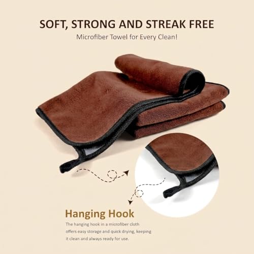 Image of NapkinKART Microfiber Cleaning Cloth for Car, Bike & Home | Ultra Soft, Dual-Sided Brown & Grey Towel | Lint-Free, Scratch-Free | Reusable Duster for Glass, Dashboard, Kitchen 40 X 30 CM