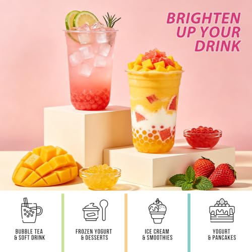 Image of Soeos Strawberry Mango Popping Boba, Fruit Pearls, 1.2 lb (550 g) Pack of 2