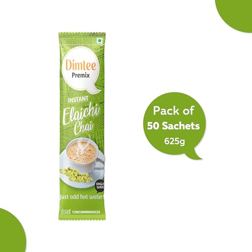 Image of Chaizup Dimtee 1 Min Instant Elachi Premix Tea - 50 Sachets | Elachi Flavours | 50 Servings | 625g
