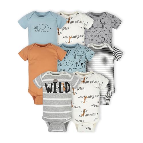Image of Gerber unisex baby 8-pack Short Sleeve Onesies Bodysuits and Toddler T Shirt Set