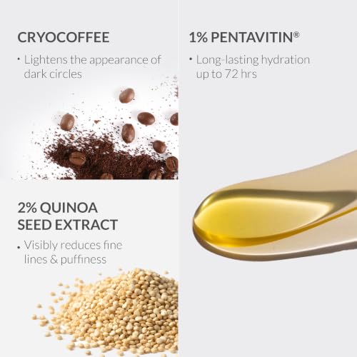 Image of AreoVeda Under Eye Gel with Soothing Massage Roller | Visibly Reduces Dark Circles & Puffiness | With Coffee & Quinoa | Pregnancy-Safe (15 ml)