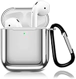 Aiiko AirPods Case Cover, Upgrade Soft TPU Plated Case with Keychain Shockproof Case Cover Compatibl