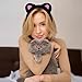 Ewaycom Black Cat Ears Headband Women Cute Plush Black Cat Ear Hairband Washing Face Headbands for Skincare Makeup Photo Props Yoga Cosplay Party Adult Teen Girls Headwear