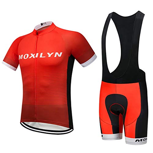 Moxilyn Maillot de Cyclisme Set Maillot de Manches Courtes+9D Gel Pantalons Homme Été Cyclisme Vêtements Respirant Séchage Rapide
