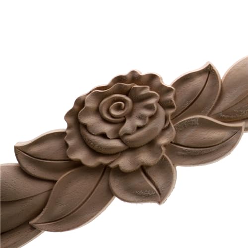 Rosa tallada en madera LVTFCO decoracion clasica artesanal de 50x10cm para muebles elegantes 4