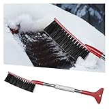 Deaelf 2 in 1 Snow Brush and Ice Scraper for Car Windshield, 22.83' Winter Automotive Window Snow Shovel with Ergonomic Foam Grip, Detachable Vehicle Windshield Deicer for Car, SUV, Truck (Red)