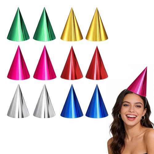 Hedayu Party Hats Birthday Hats Adults Party Premium Multicolor 12Pcs