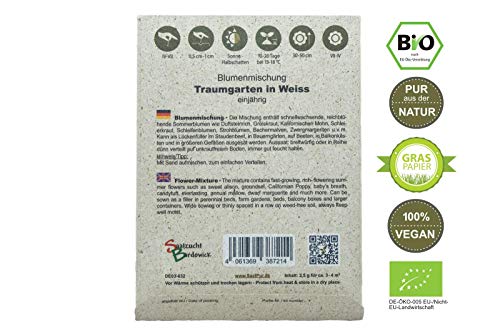 SaatPur Sommerblumenmischung Traumgarten in Weiß Samen Saatgut Sommeraussaat Blumenmix – Bild 3