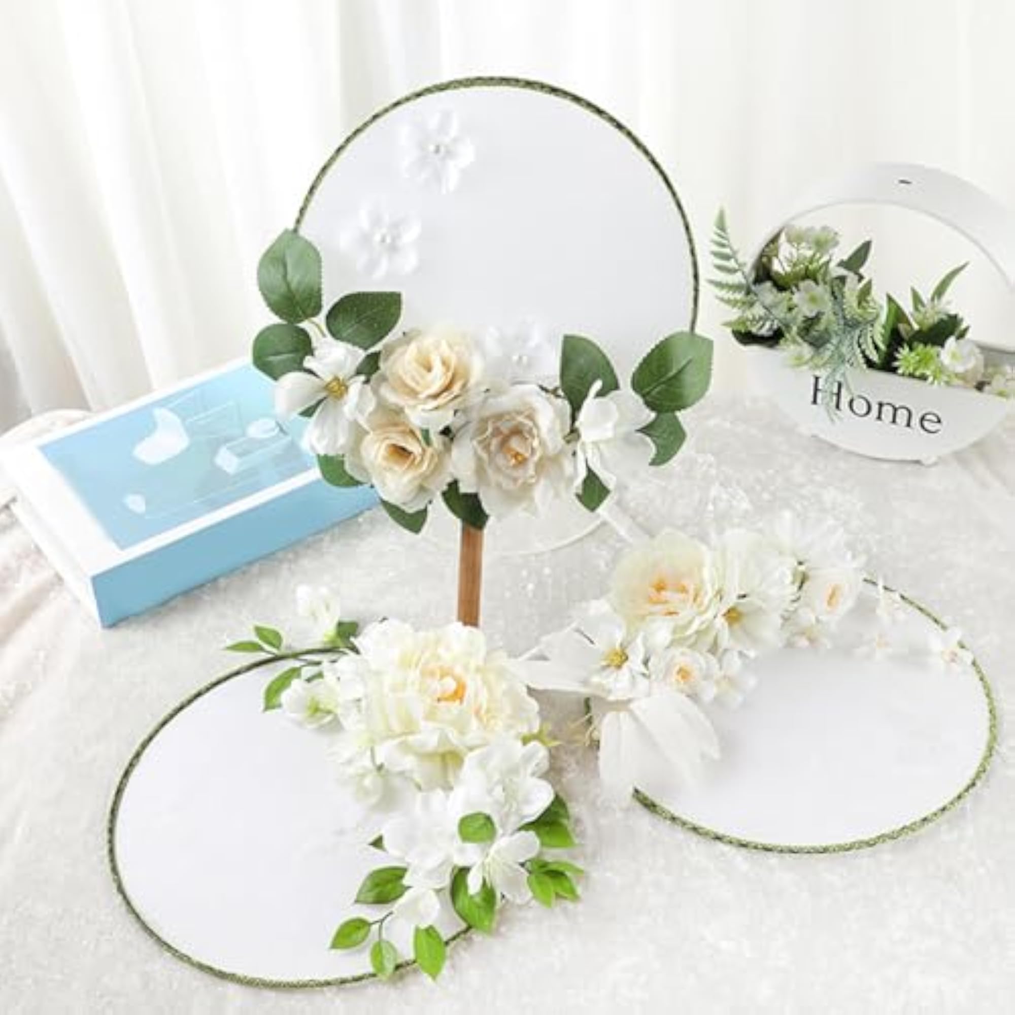 Romantic Flower Paddle Hand Fan for Show Performances