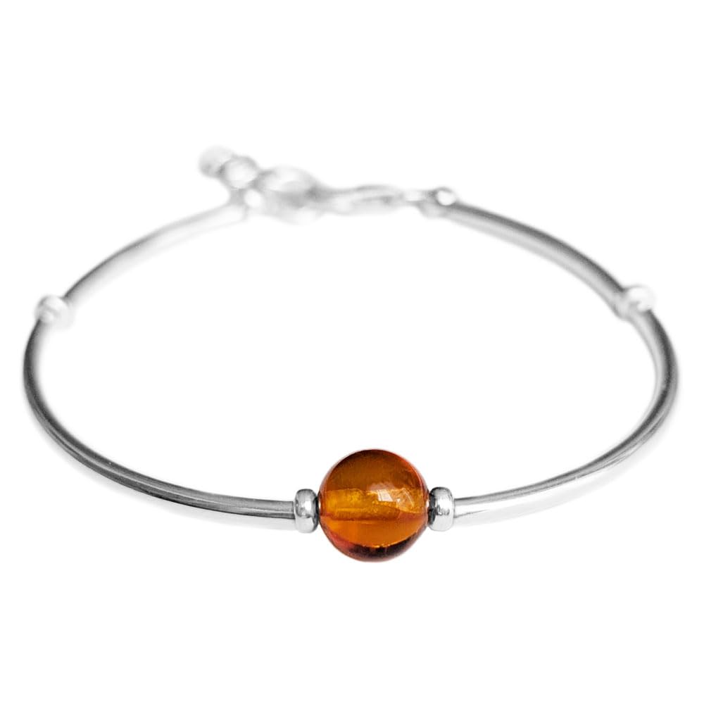 Armband Sterling-Silber 925 Baltischer Bernstein, Länge 17 cm, 19,5 cm