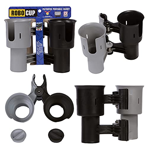 Image of ROBOCUP, (Black & Gray), Best Cup Holder for Drinks, Fishing Rod/Pole, Boat, Beach Chair, Golf Cart, Wheelchair, Walker, Drum Sticks, Microphone Stand