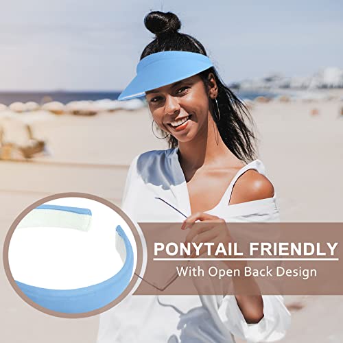 6 Pieces Sun Visors Hats Summer Empty Sun Protection Sports Wide Visor Hats Clip On Women Men For Golf Tennis Running Cycling Jogging #TOP1