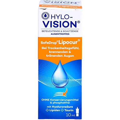 Hylo-Vision SafeDrop Lipocur Augentropfen 3-facher Schutz & Linderung bei Trockenheitsgefühl brennenden tränenden Augen & Lipidmangel konservierungsmittelfrei geeignet bei Kontaktlinsen 10 ml