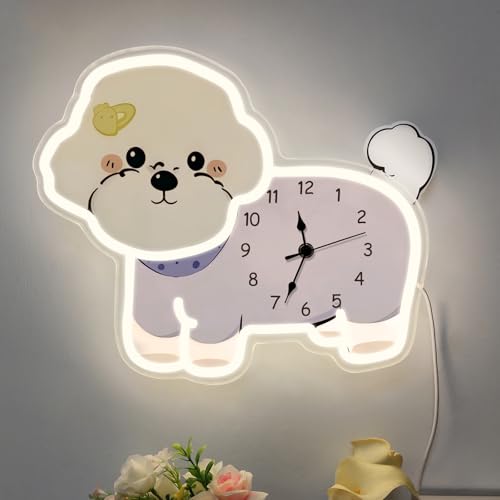 Reloj de Pared Silencioso con Luz LED en Forma de Perro miniatura 1