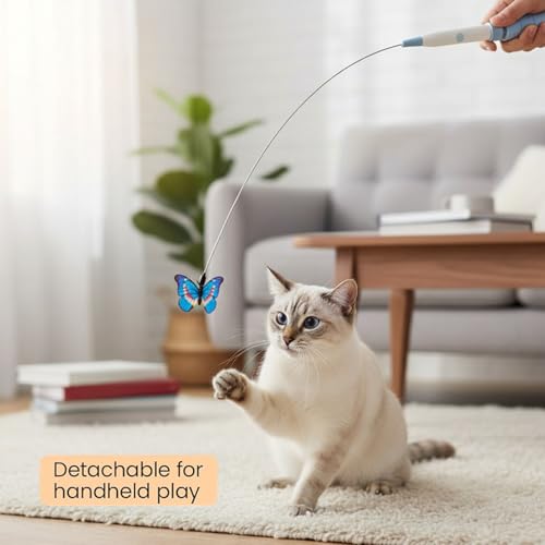 Baguette rotative pour chat avec papillon électrique aérien et socle fixe - 3