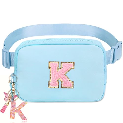 Image of Gifts Girls Teens Kids - Birthday Gifts for Women, Personalized Gifts for Mom Freind Sister Teacher, Graduation GiftsInitial Crossbody Bag Belt Bag for Women Lavender Blue K