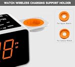 Radio réveil de recharge sans fil double avec haut-parleur Bluetooth, numérique FM Radio, deux USB Port, Alarme double, Snooze, Lumière de nuit, Auto & Contrôle manuel de l'immersion et 1.4" Affichage orange iTOMA CKS209