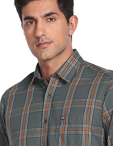 Image of Arrow Men's Cotton Checkered Slim Fit Shirt