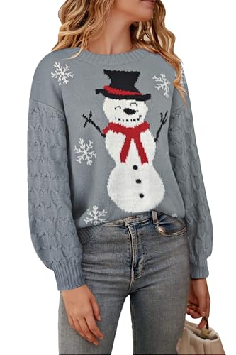 Chunky Cardigan Sweaters for Women 2025 Early Fall Fashion Halloween Costumes Cowboy Chic Chocolate Brown Long Sleeve Shirts Womens Tops Crewneck Sweatshirts Christmas Snowman XX-Large