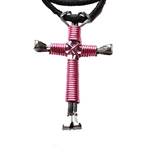 Light Pink Hand Made Horseshoe Nail Cross Necklace Made in The USA