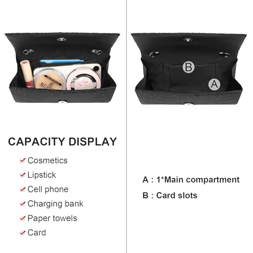 Image of RNIEGA Clutch Purses for Women, Evening Bag with Detachable Chain Ladies Sparkling Party Handbag Wedding Bags