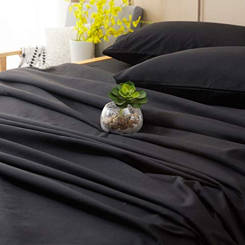 SONORO KATE Bed Sheet Set Super Soft Microfiber 1800 Thread Count Luxury Egyptian Sheets 18-Inch Deep Pocket Wrinkle and Hypoallergenic-4 Piece(King Black) - Thumbnail 3