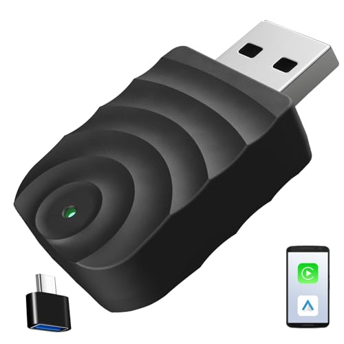 Adaptador CarPlay inalámbrico 2 en 1 para iPhone y Android Auto   Plug & Play, conexión rápida, Compatible con Coches 2016+, Apple CarPlay Dongle para iOS (USB A Port)
