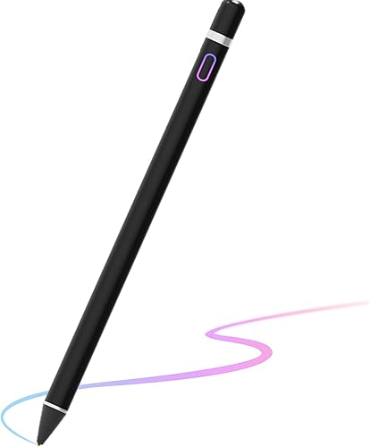Lápiz óptico para pantallas táctiles, lápiz activo de punta fina compatible con iPhone, iPad Pro Air Mini y otras tabletas (negro)