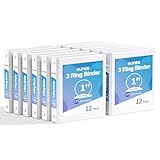 SUNEE 3 Ring Binder 1 Inch 12 Pack, Clear View Binder Bulk Three Ring PVC-Free (Fit 8.5x11 Inches) for School or Office Supplies, White