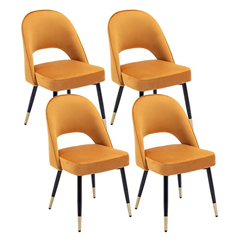 Chairus Juego 4 De Sillas De Comedor Terciopelo Sillas De Cocina Con Patas De Metal, Sillas De Hogar Modernas Para Restaurante Cafetería, Amarillo Chairus Juego 4 De Sillas De Comedor Terciopelo Sillas De Cocina Con Patas De Metal, Sillas De Hogar Modernas Para Restaurante Cafetería, Amarillo