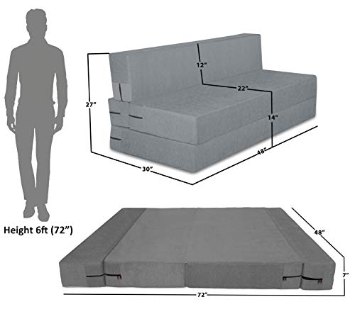 Image of Adorn India Easy Treno 2 Seater Sofa Cum Bed Sit & Sleep Perfect for Guest, Colour Grey, 4'x6' (1 Year Warranty)