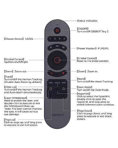 OBSBOT Tiny 2 Remote Control, Smart Remote for Tiny 2/Tiny 4K/1080P Webcam, Wireless Connection via USB Receiver, Combination of Remote Control and Presentation Clicker - Image 6
