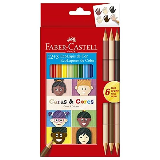 Lápis de Cor Ecolápis Caras & Cores 12 Cores + 6 Tons de Pele, Faber-Castell