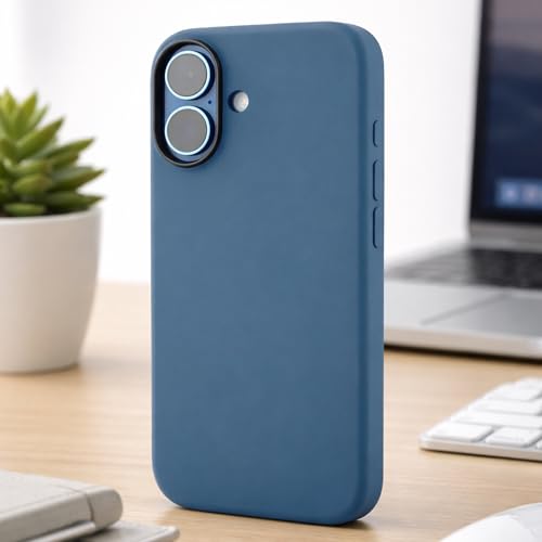 Image of TEKNE Silicone Case for iPhone 17 | MagSafe Compatible | Slim Anti-Slip Grip | Raised Camera & Screen Protection | Scratch Resistant Back Cover - Blue
