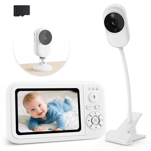 Babyphone Camera avec Clip et Support pour Lit, 1080P Camera Bebe Surveillance Sans WIFI, avec 3.5