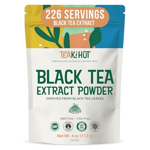 Instant Black Tea Extract Powder, Unsweetened Iced Tea Extract Powder from Real Black Tea Leaves for Hot or Cold Drinks, Instant Black Tea Mix for Beverages, Smooth Mixing, Zero Additives, Non-GMO, 113g , 226 Servings
