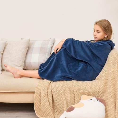 Hiturbo KIDS ZIPPER TOWEL HOODIE NAVY Kids Bath Towel Hoodie: Soft Plush Zipper Surf Poncho thumb #6