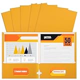 Two Pocket Portfolio Folders, 50-Pack, Dark Yellow, Letter Size Paper Folders, by Better Office Products, 50 Pieces, Dark Yellow