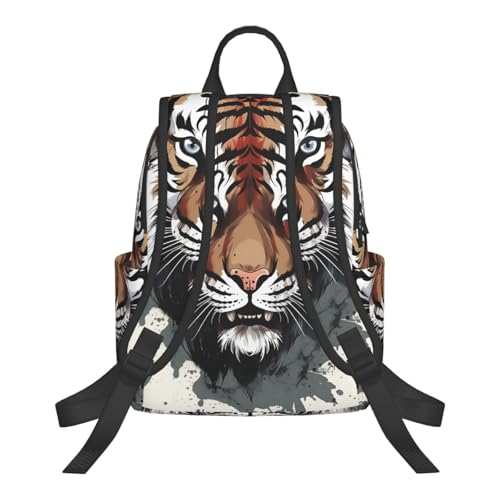Casual Backpack for Women Men Black and White Doodle Tiger Lightweight Daypack Large Capacity Nurse Bag3