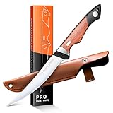 PURPLEBIRD Filetiermesser für Fisch 15 CM mit Scheide, 440C Edelstahl Fischmesser zum Schneiden von Fleisch mit Holzgriff, Filetiermesser Fisch Küche & Outdoor zum Fischen, Grillen für Männer