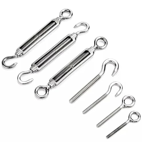 10 piezas Tensor para cable de alambre tipo gancho y ojo en acero inoxidable 304 M8 miniatura 1