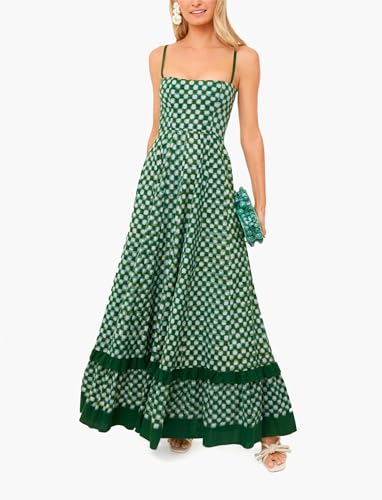Image of Women Spaghetti Strap Flowy Long Dress Boho Floral Square Neck Maxi Dress Summer A-Line Dresses for Beach Vacation