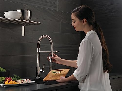 Image of Delta Faucet Trinsic Pro Commercial Style Kitchen Faucet Chrome, Kitchen Faucets with Pull Down Sprayer, Kitchen Sink Faucet, Faucet for Kitchen Sink with Magnetic Docking, 9659-DST