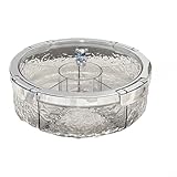 UTTASU Elegantes Serviertablett mit 5 Fächern im Kristallschliff, mit Eiskammer und sicherem Deckel, perfekt für Vorspeisen, gekühlte Speisen und Unterhaltung im Freien (Silber)