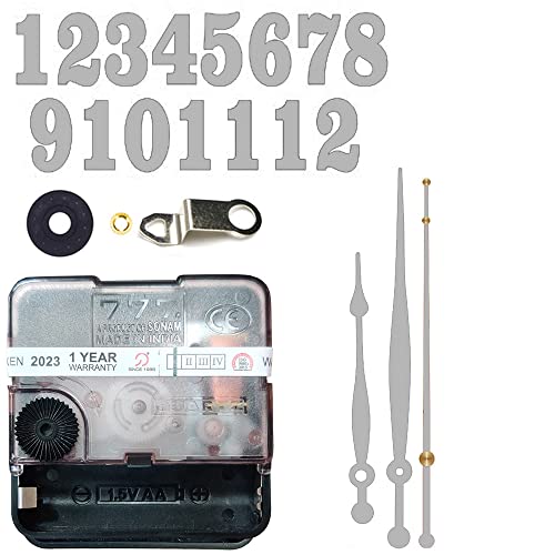 Image of 12 Pcs Arabic Mirrored Acrylic Numerals Movement Machine 22mm for Wood Resin Marble Clock Fancy Needles Pack 2 (Silver D3)