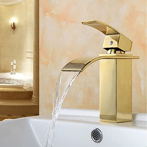 Robinet de salle de bain mitigeur doré pour un lavabo moderne