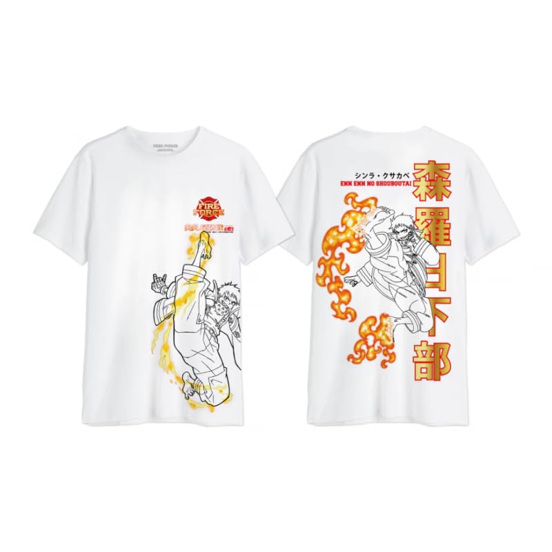 T-shirt Fire Force Blanc Coupe Oversize Contre la Chaleur d'Été