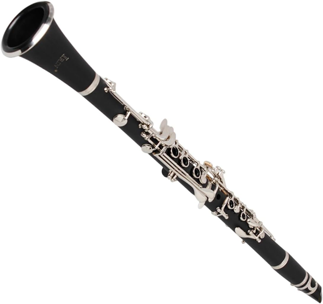 HANABASS Bakelite B Flat Clarinet for Beginners and Adults with Hard Case Cleaning Cloth and Accessories Keys Enhanced Sound Quality Suitable for Practice and Exams