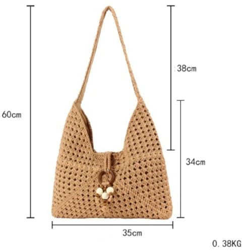 Bolso Hobo de Paja Trenzada para Mujer miniatura 7